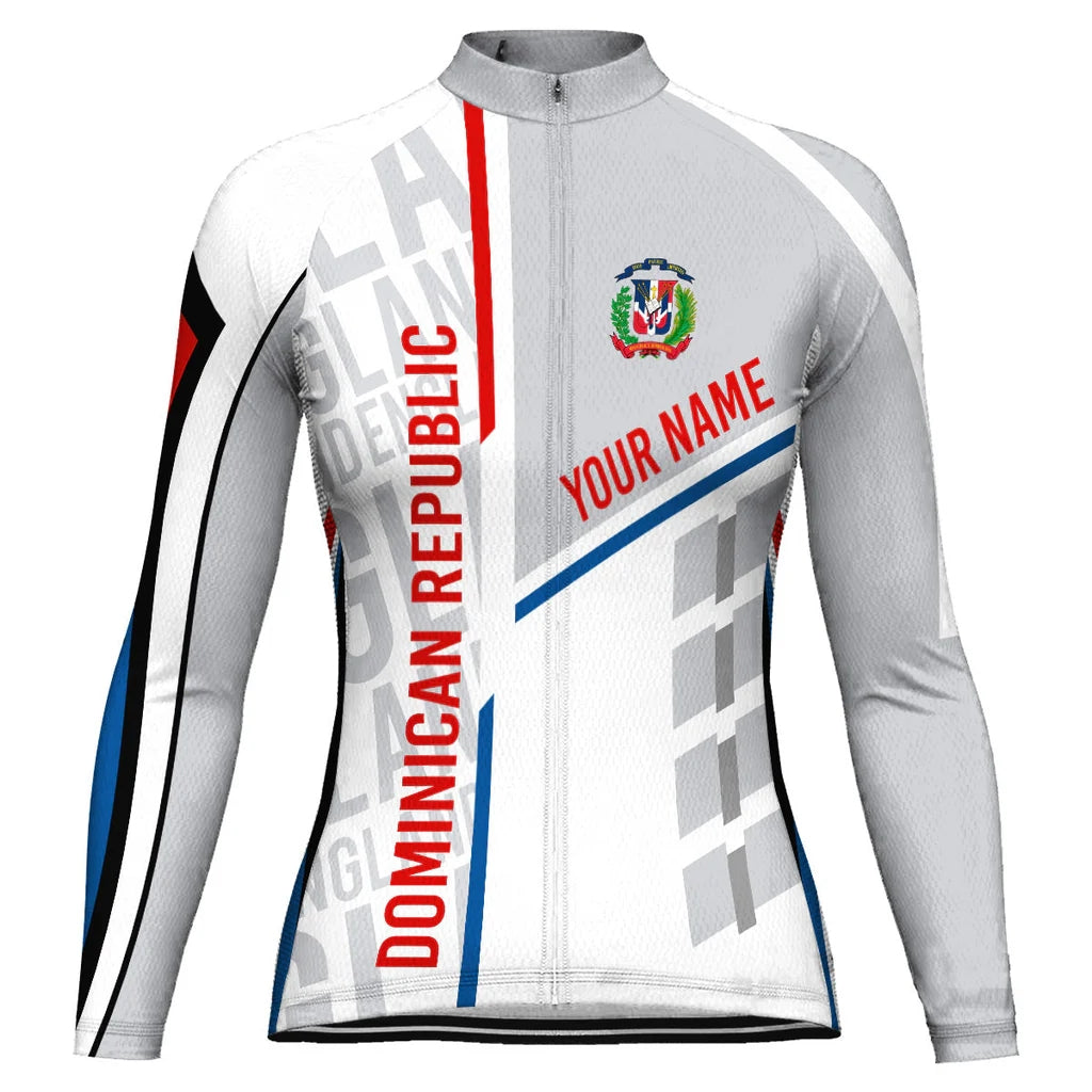 Personalized Dominican Women's Winter Thermal Fleece Cycling Jersey Long Sleeve
