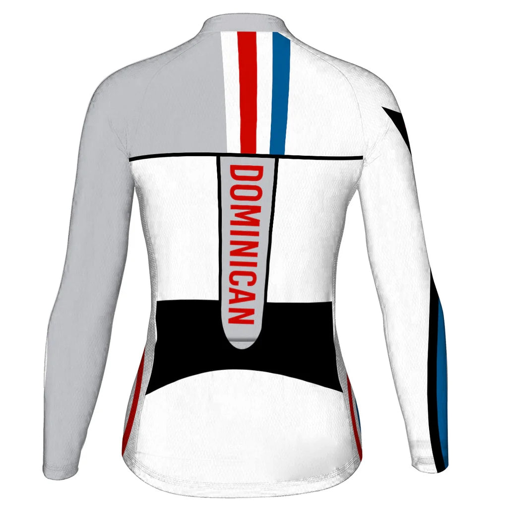 Personalized Dominican Women's Winter Thermal Fleece Cycling Jersey Long Sleeve
