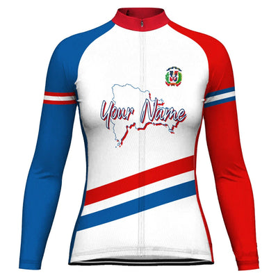 Personalized Dominican Women's Winter Thermal Fleece Cycling Jersey Long Sleeve