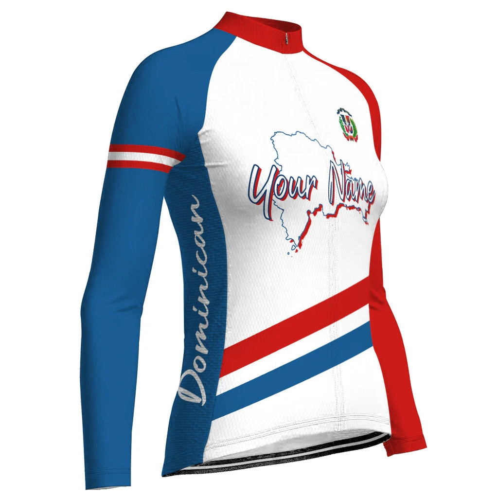 Personalized Dominican Women's Winter Thermal Fleece Cycling Jersey Long Sleeve