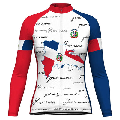 Personalized Dominican Women's Winter Thermal Fleece Cycling Jersey Long Sleeve