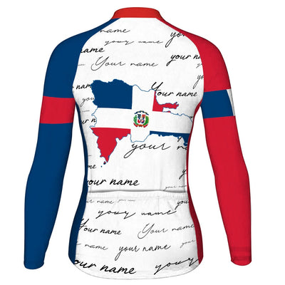 Personalized Dominican Women's Winter Thermal Fleece Cycling Jersey Long Sleeve