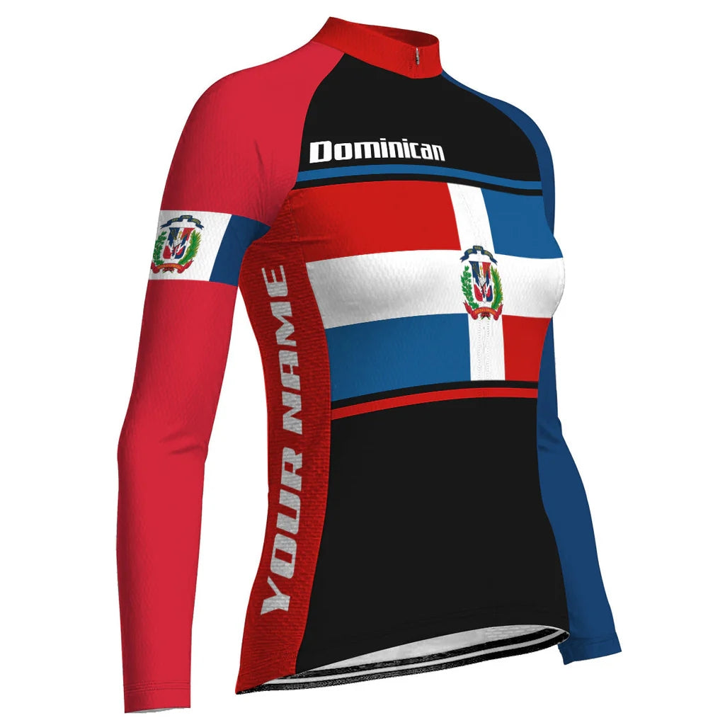 Personalized Dominican Women's Winter Thermal Fleece Cycling Jersey Long Sleeve