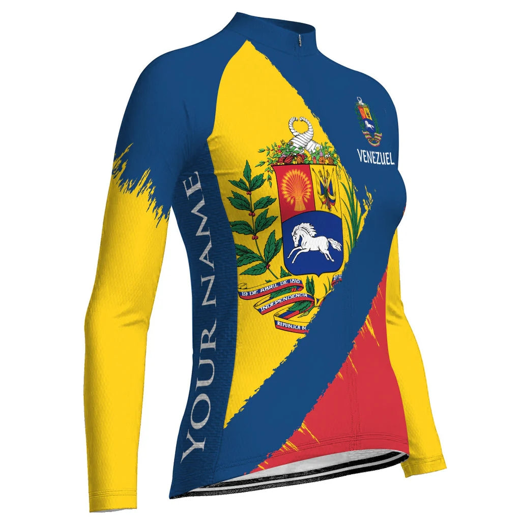 Personalized Venezuela Women's Winter Thermal Fleece Cycling Jersey Long Sleeve