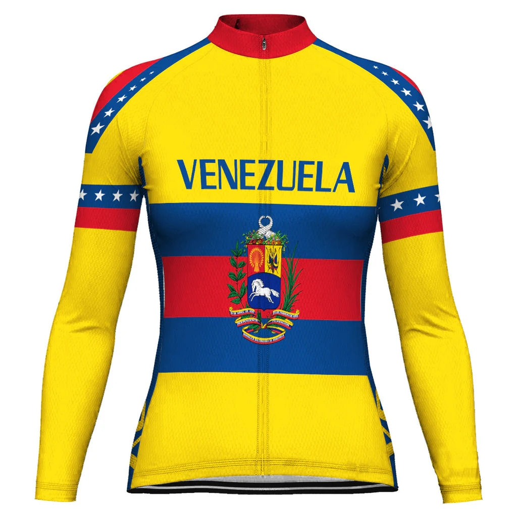 Personalized Venezuela Women's Winter Thermal Fleece Cycling Jersey Long Sleeve