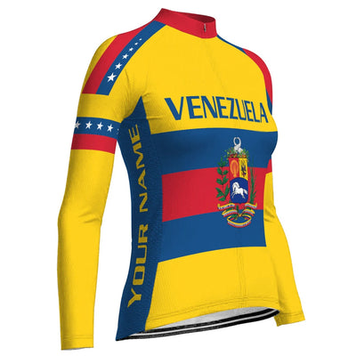 Personalized Venezuela Women's Winter Thermal Fleece Cycling Jersey Long Sleeve