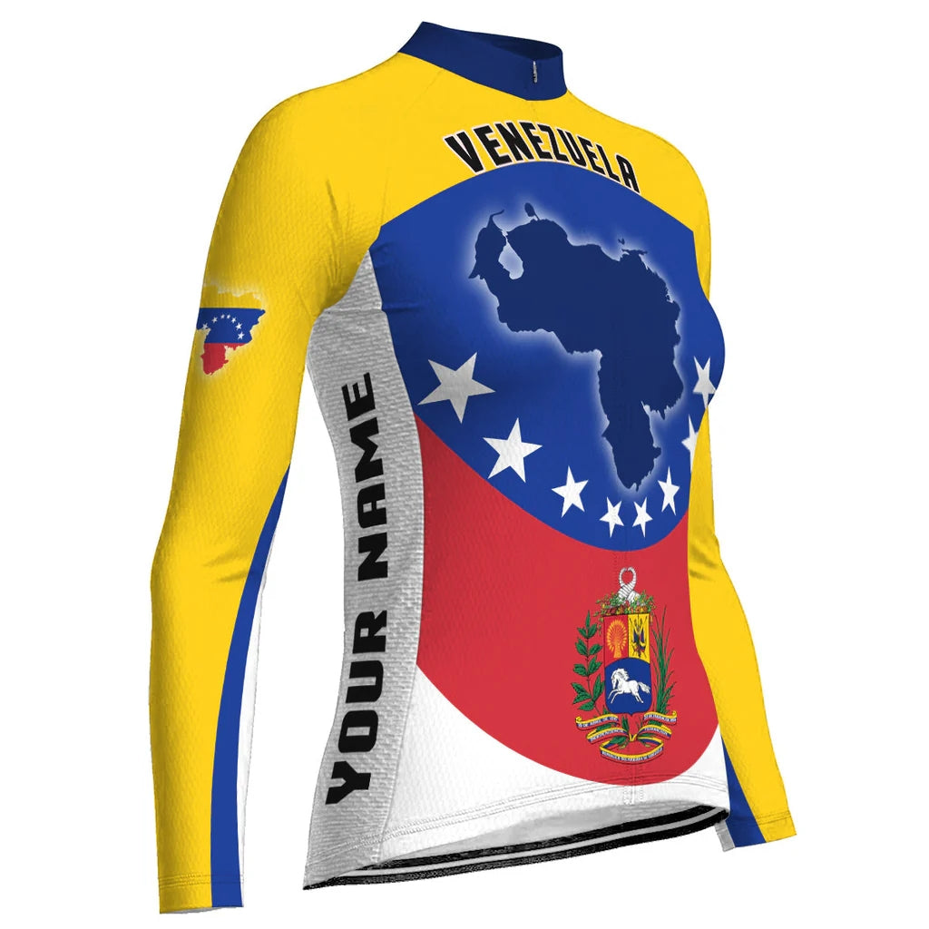 Personalized Venezuela Women's Winter Thermal Fleece Cycling Jersey Long Sleeve