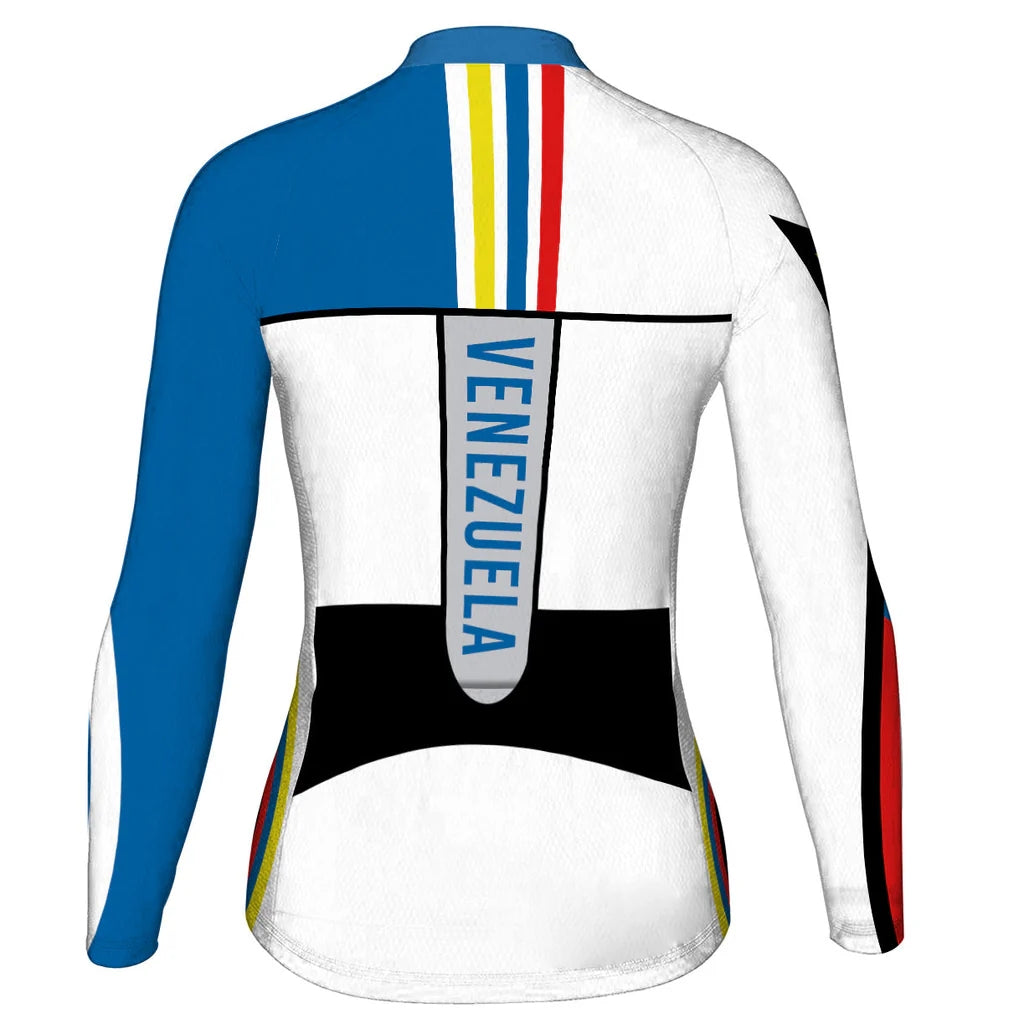 Personalized Venezuela Women's Winter Thermal Fleece Cycling Jersey Long Sleeve