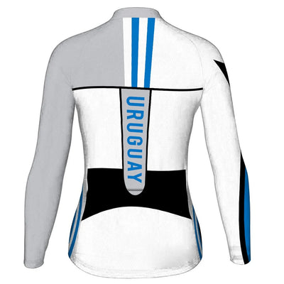 Personalized Uruguay Women's Winter Thermal Fleece Cycling Jersey Long Sleeve