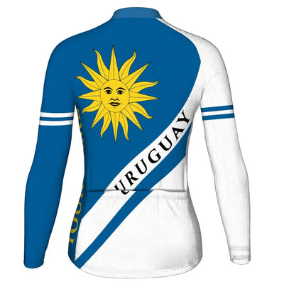 Personalized Uruguay Women's Winter Thermal Fleece Cycling Jersey Long Sleeve
