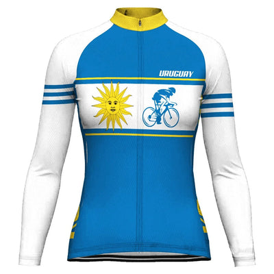 Personalized Uruguay Women's Winter Thermal Fleece Cycling Jersey Long Sleeve