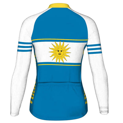 Personalized Uruguay Women's Winter Thermal Fleece Cycling Jersey Long Sleeve