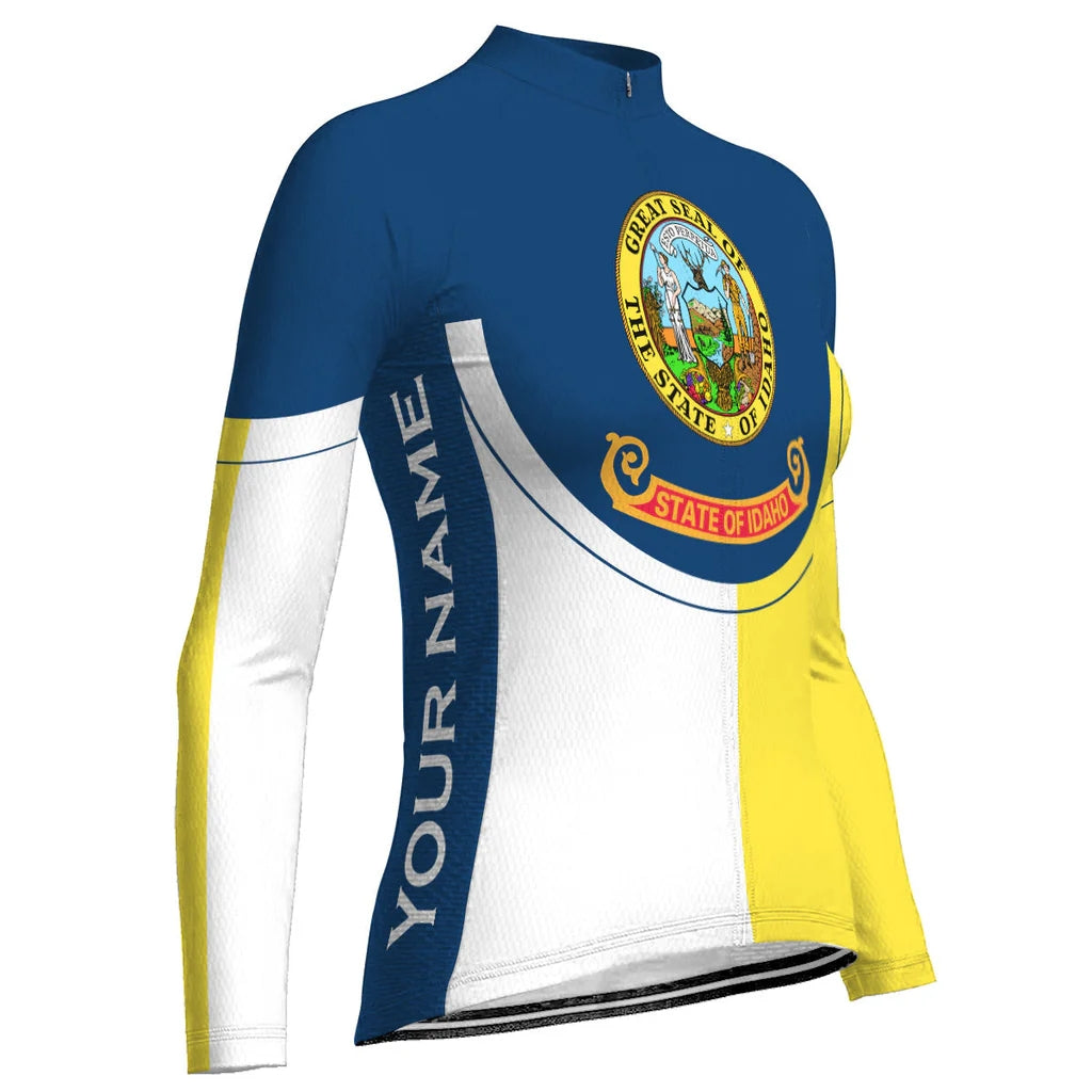 Customized Idaho Women's Thermal Fleece Cycling Jersey Long Sleeve