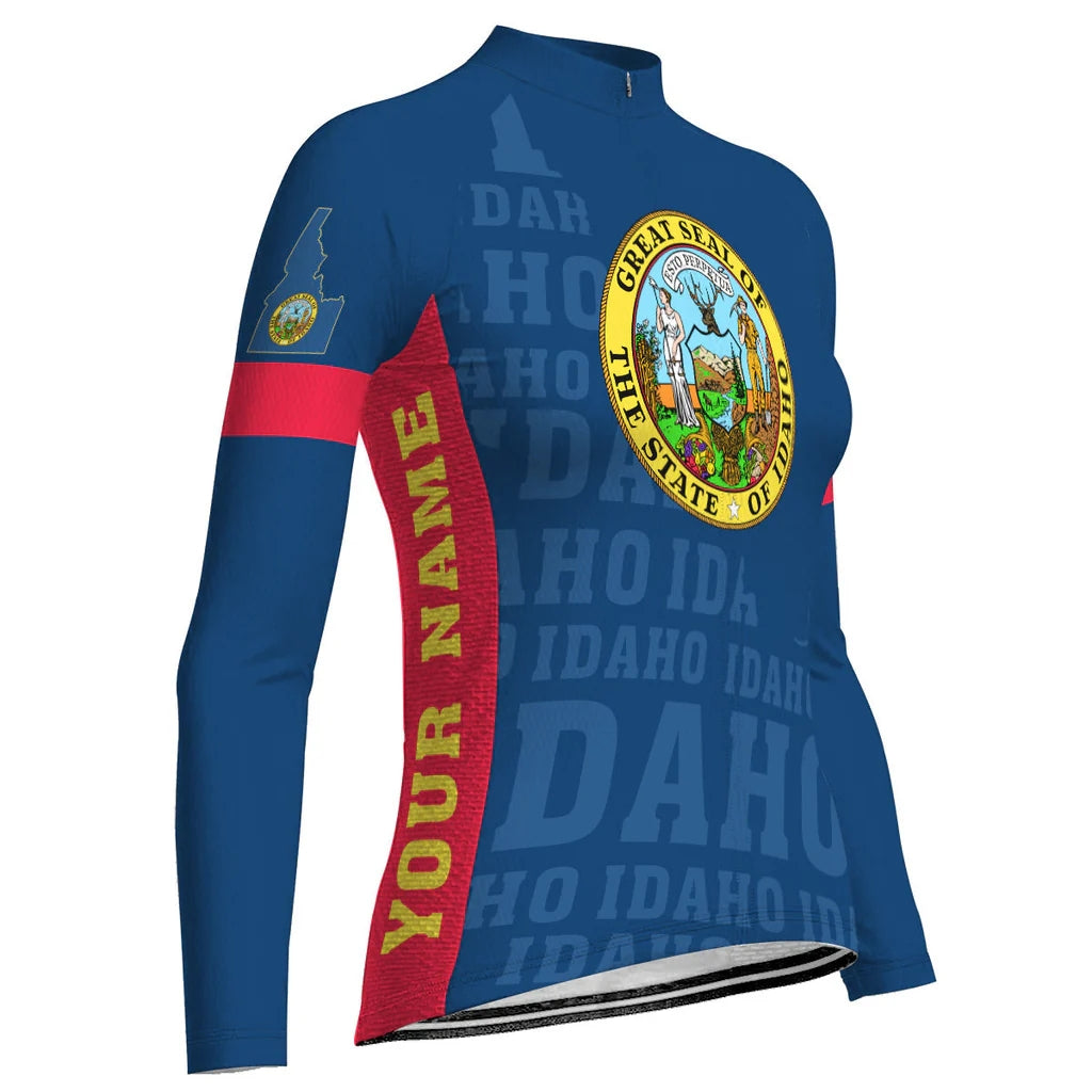 Customized Idaho Women's Thermal Fleece Cycling Jersey Long Sleeve