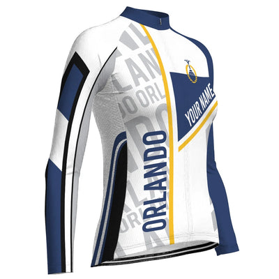 Customized Orlando Women's Thermal Fleece Cycling Jersey Long Sleeve