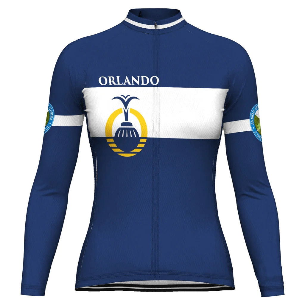 Customized Orlando Women's Thermal Fleece Cycling Jersey Long Sleeve