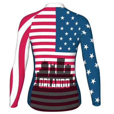 Customized Orlando Women's Thermal Fleece Cycling Jersey Long Sleeve