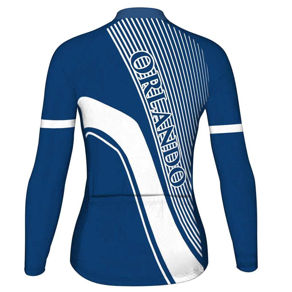 Customized Orlando Women's Thermal Fleece Cycling Jersey Long Sleeve