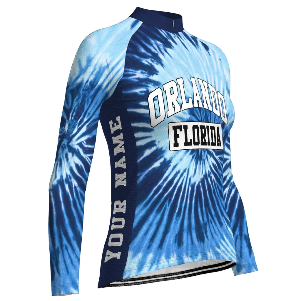 Customized Orlando Women's Thermal Fleece Cycling Jersey Long Sleeve
