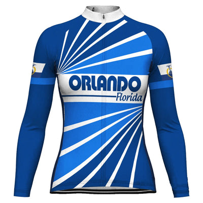 Customized Orlando Women's Thermal Fleece Cycling Jersey Long Sleeve