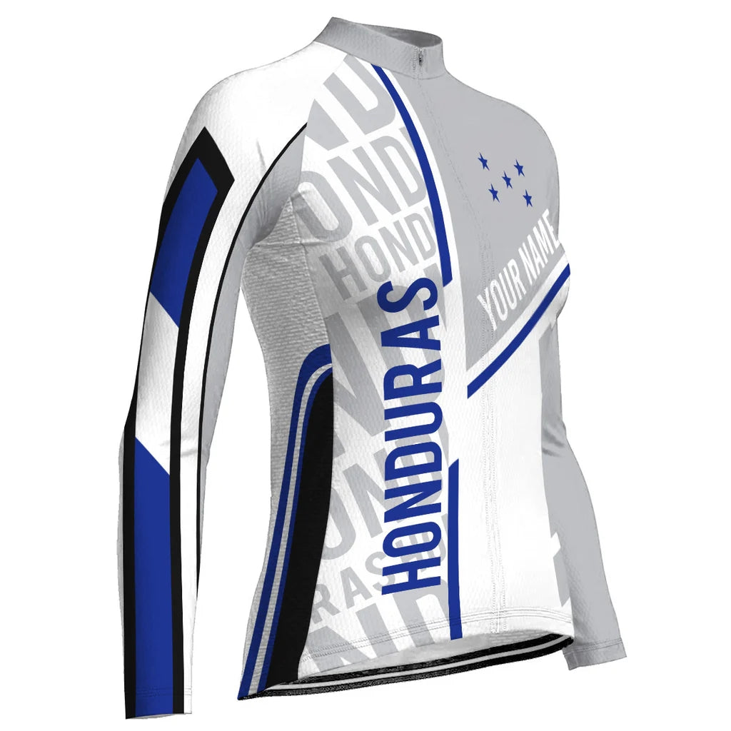 Customized Honduras Women's Thermal Fleece Cycling Jersey Long Sleeve
