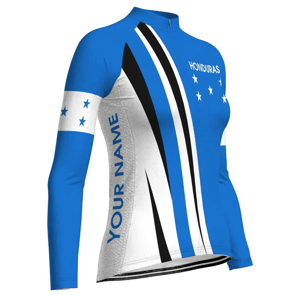 Customized Honduras Women's Thermal Fleece Cycling Jersey Long Sleeve