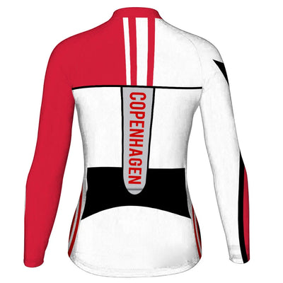 Customized Copenhagen Women's Thermal Fleece Cycling Jersey Long Sleeve
