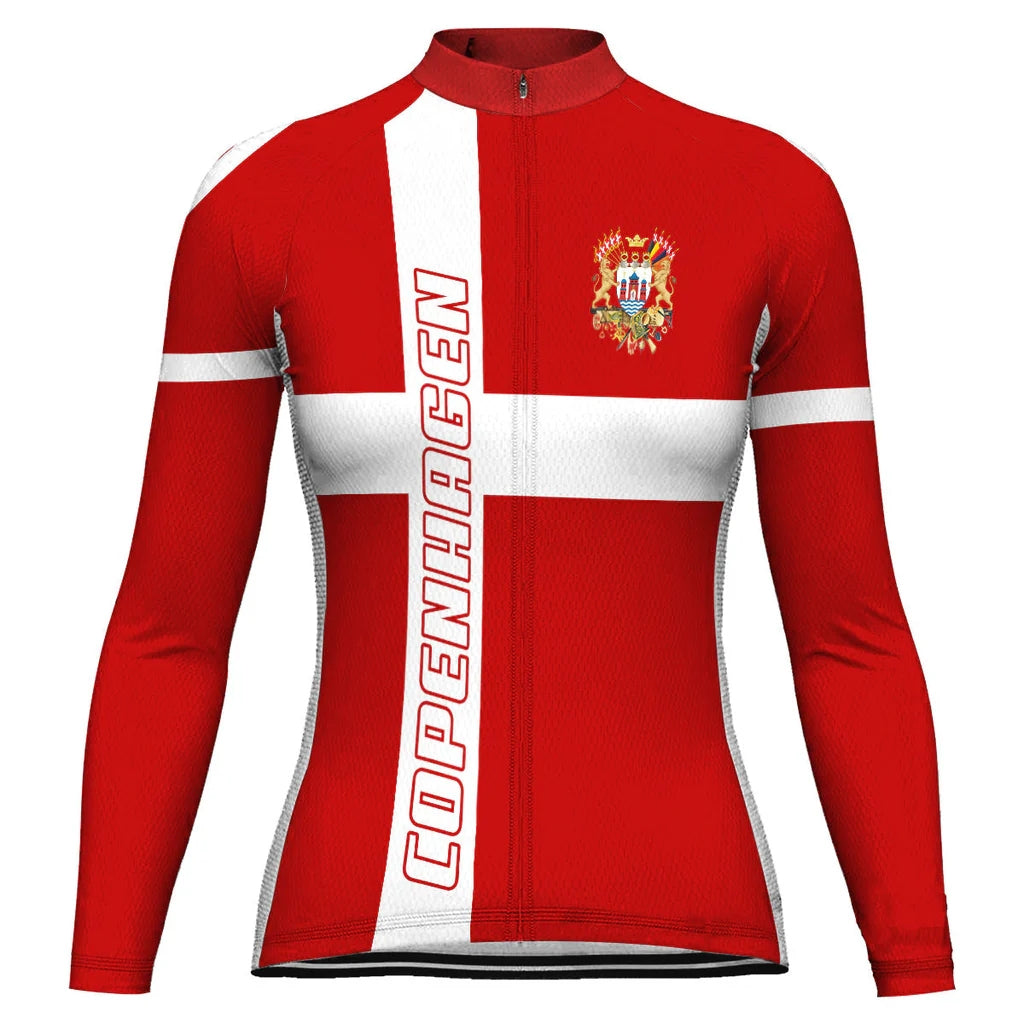 Customized Copenhagen Women's Thermal Fleece Cycling Jersey Long Sleeve