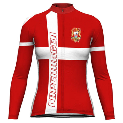 Customized Copenhagen Women's Thermal Fleece Cycling Jersey Long Sleeve