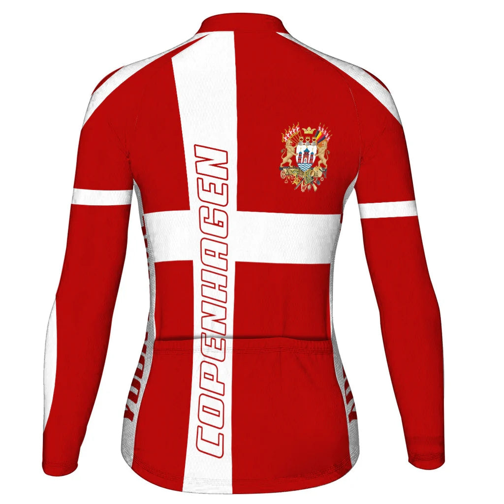 Customized Copenhagen Women's Thermal Fleece Cycling Jersey Long Sleeve
