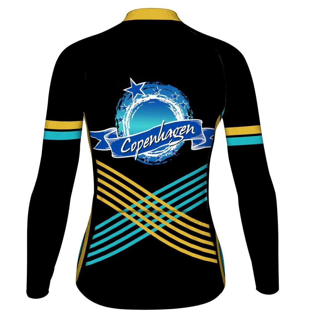 Customized Copenhagen Women's Thermal Fleece Cycling Jersey Long Sleeve