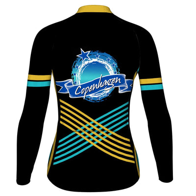 Customized Copenhagen Women's Thermal Fleece Cycling Jersey Long Sleeve