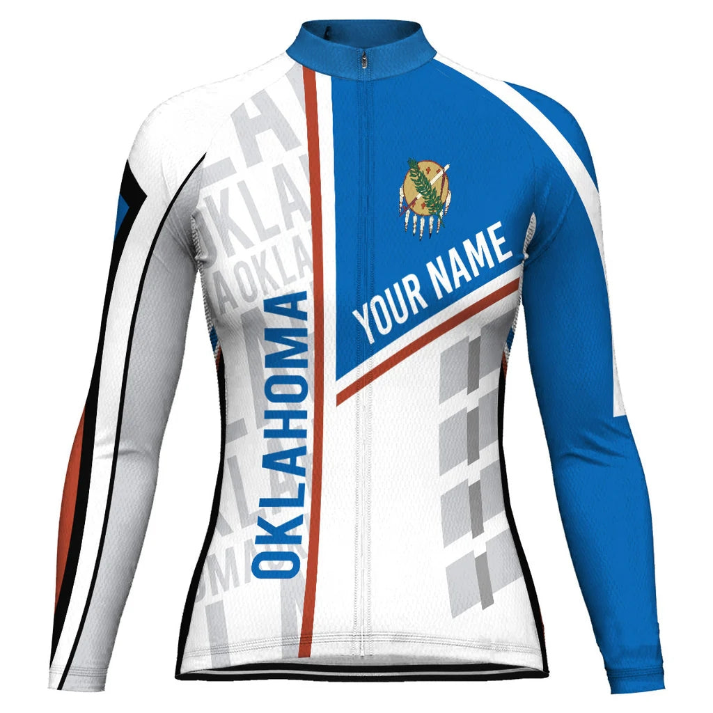 Customized Oklahoma Women's Winter Thermal Fleece Cycling Jersey Long Sleeve
