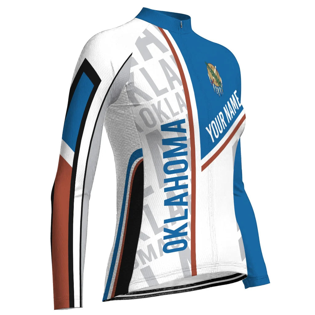 Customized Oklahoma Women's Winter Thermal Fleece Cycling Jersey Long Sleeve