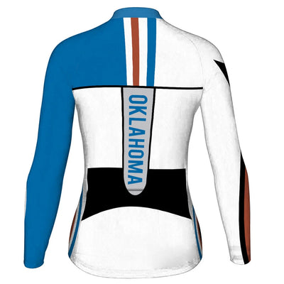 Customized Oklahoma Women's Winter Thermal Fleece Cycling Jersey Long Sleeve