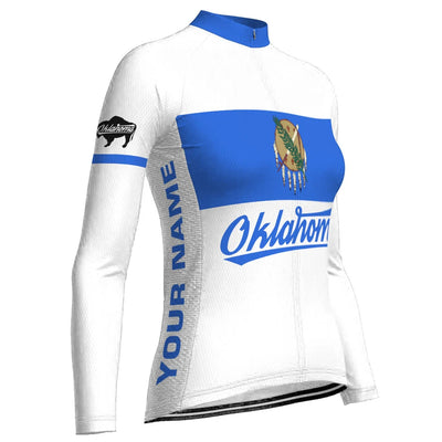 Customized Oklahoma Women's Winter Thermal Fleece Cycling Jersey Long Sleeve