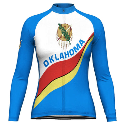 Customized Oklahoma Women's Winter Thermal Fleece Cycling Jersey Long Sleeve