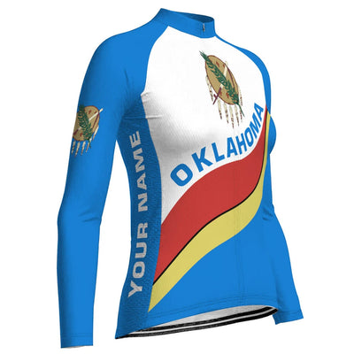 Customized Oklahoma Women's Winter Thermal Fleece Cycling Jersey Long Sleeve