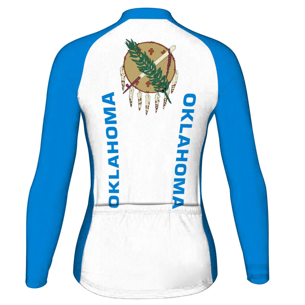 Customized Oklahoma Women's Winter Thermal Fleece Cycling Jersey Long Sleeve