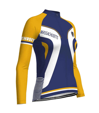 Personalize Massachusetts Women's Winter Thermal Fleece Cycling Jersey Long Sleeve