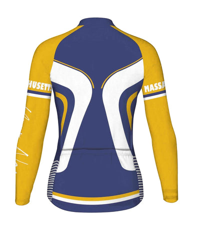 Personalize Massachusetts Women's Winter Thermal Fleece Cycling Jersey Long Sleeve