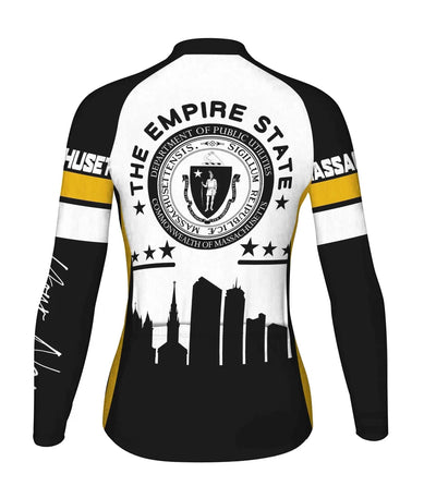 Personalize Massachusetts Women's Winter Thermal Fleece Cycling Jersey Long Sleeve