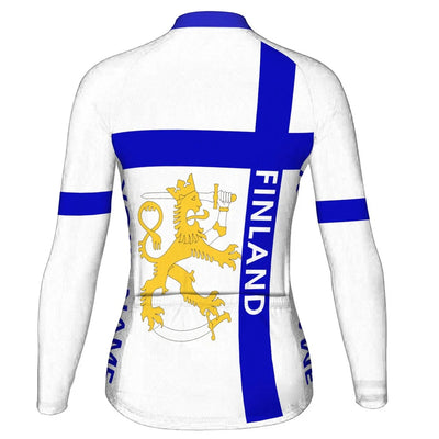 Personalize Finland Women's Winter Thermal Fleece Cycling Jersey Long Sleeve