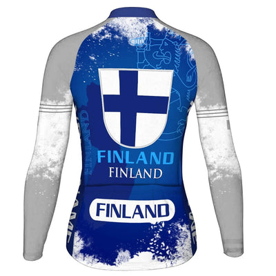 Personalize Finland Women's Winter Thermal Fleece Cycling Jersey Long Sleeve