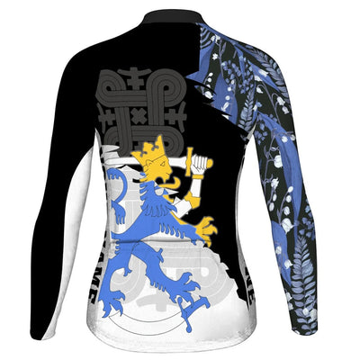 Personalize Finland Women's Winter Thermal Fleece Cycling Jersey Long Sleeve