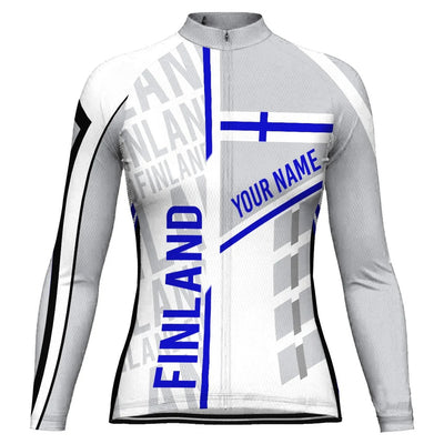 Personalize Finland Women's Winter Thermal Fleece Cycling Jersey Long Sleeve