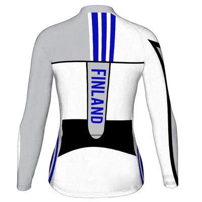 Personalize Finland Women's Winter Thermal Fleece Cycling Jersey Long Sleeve