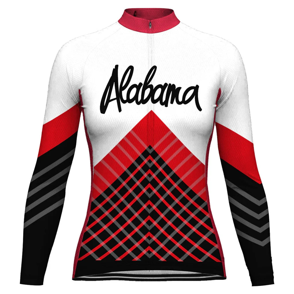 Personalize Alabama Women's Winter Thermal Fleece Cycling Jersey Long Sleeve