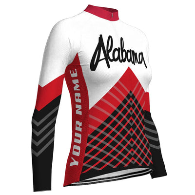Personalize Alabama Women's Winter Thermal Fleece Cycling Jersey Long Sleeve