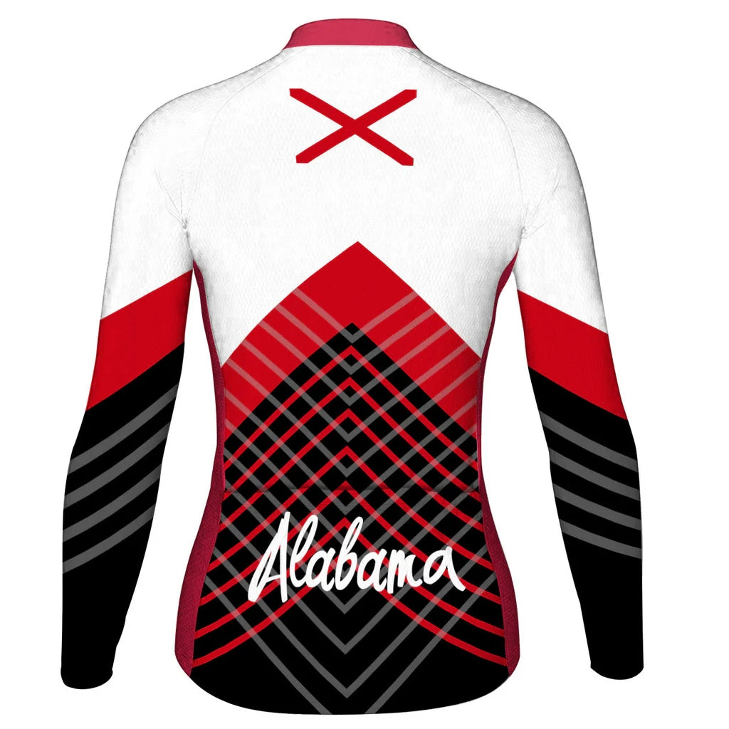 Personalize Alabama Women's Winter Thermal Fleece Cycling Jersey Long Sleeve